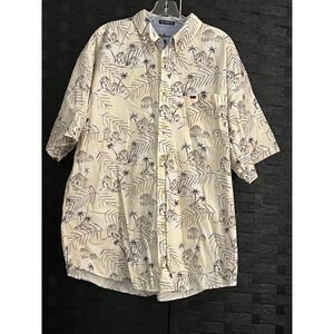 Men's BB Classics Shirt‎ Large Button Down Short Sleeve Hawaiian Print Camp EUC